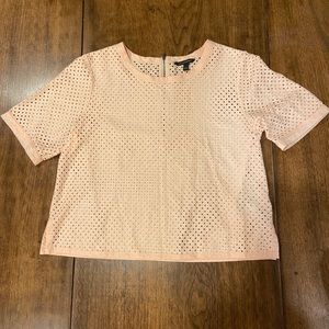 Banana Republic peach cropped eyelet top